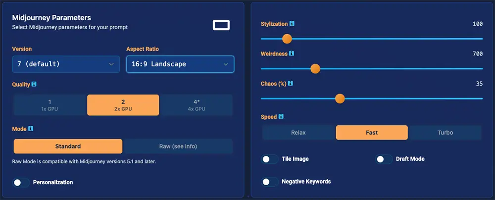 MPM Parameter Controls interface